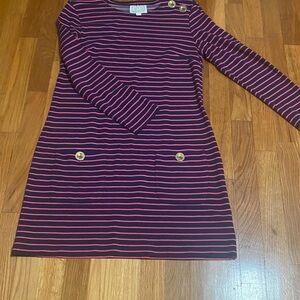 Sail to Sable Navy and Pink Striped Top with Gold Accents
